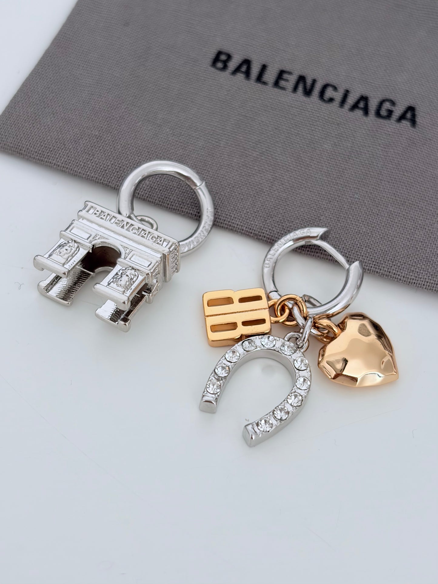 Balenciaga Carousel Arch Collector Earrings in Silver/gold pre-owned