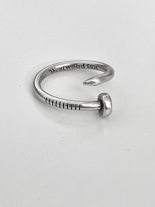 Vivienne Westwood Orb Nail Ring Silver Adjustable Punk Vintage Open Ring US8
