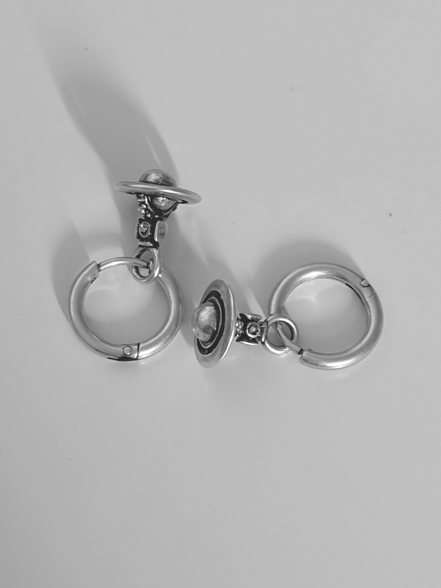 Vivienne Westwood Orb Drop Hoop Earrings Silver Tone Y2K