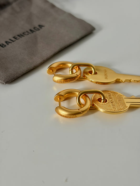 Balenciaga Key Drop Hoop Earrings