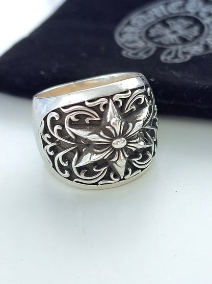 Chrome Hearts CLSSC OVAL STAR Classic Silver Ring Men's Size 9.5 Used & Polished