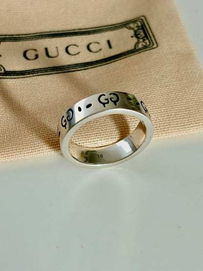 Gucci Unisex Sterling Silver Ghost Ring 6MM Pre-own