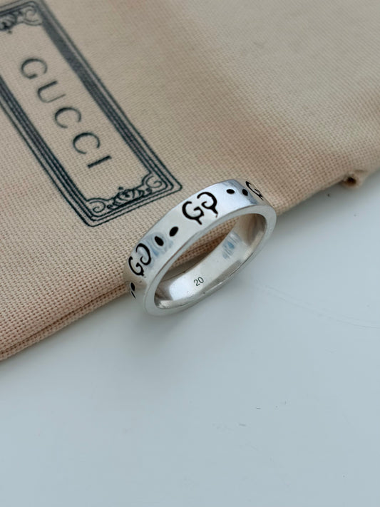 Gucci Unisex Sterling Silver Ghost Ring 6MM Pre-own
