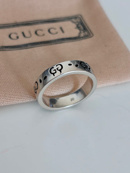 Gucci Unisex Sterling Silver Ghost Ring 6MM Pre-own