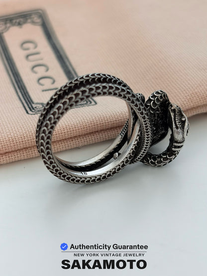 Auth GUCCI Ring Garden Double Snake Size US9 925 Sterling Silver