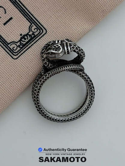 Auth GUCCI Ring Garden Double Snake Size US9 925 Sterling Silver