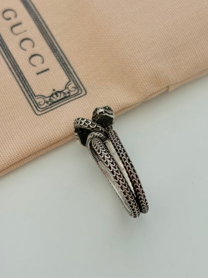 Auth GUCCI Ring Garden Double Snake Size US9 925 Sterling Silver