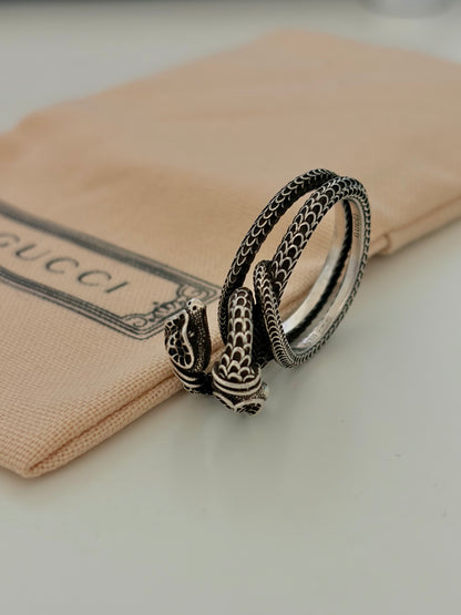 Auth GUCCI Ring Garden Double Snake Size US9 925 Sterling Silver