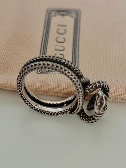 Auth GUCCI Ring Garden Double Snake Size US9 925 Sterling Silver