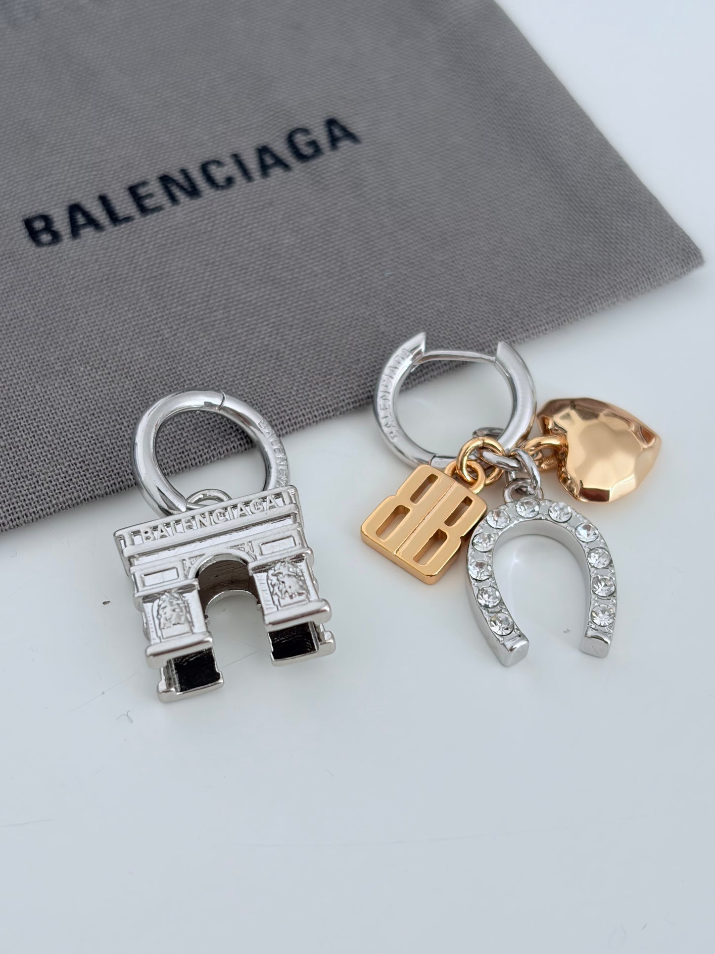 Balenciaga Carousel Arch Collector Earrings in Silver/gold pre-owned