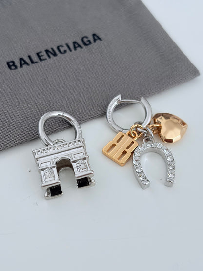 Balenciaga Carousel Arch Collector Earrings in Silver/gold pre-owned