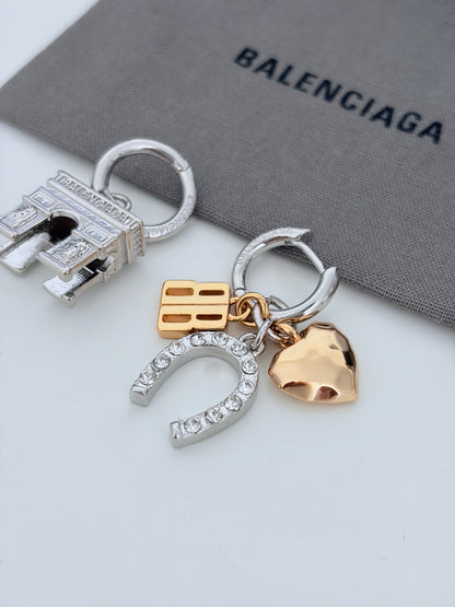 Balenciaga Carousel Arch Collector Earrings in Silver/gold pre-owned