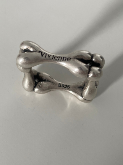 Vivienne Westwood Sterling Silver Bone Ring S925 Square Band Vintage - Size us 8