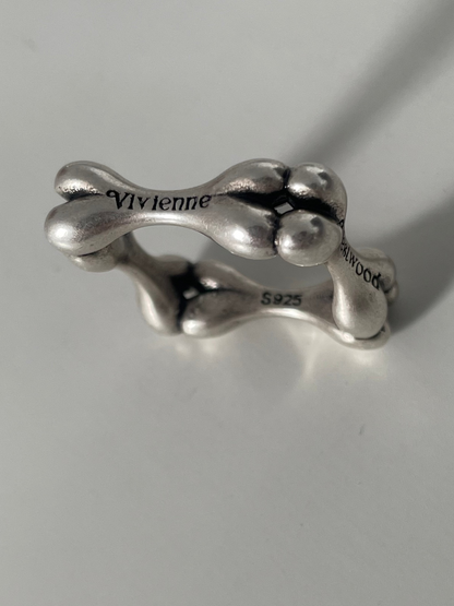 Vivienne Westwood Sterling Silver Bone Ring S925 Square Band Vintage - Size us 8
