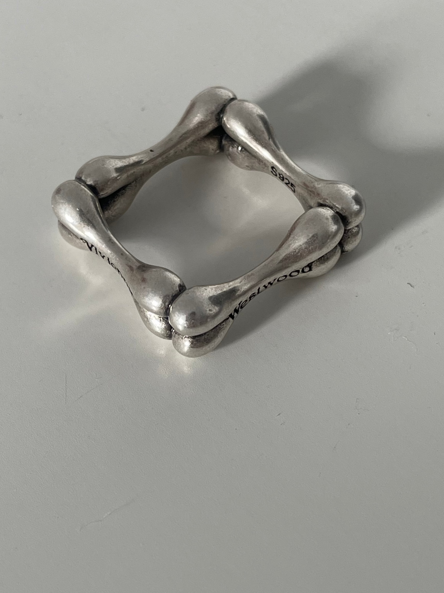 Vivienne Westwood Sterling Silver Bone Ring S925 Square Band Vintage - Size us 8
