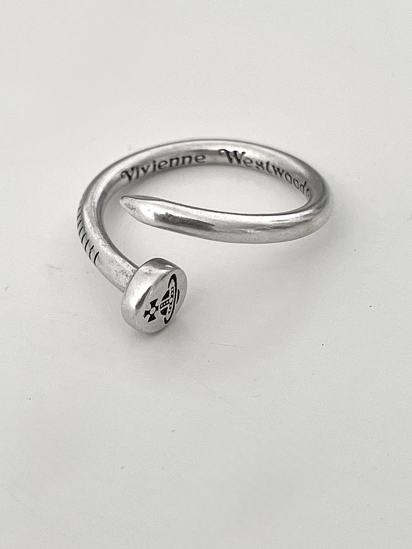 Vivienne Westwood Orb Nail Ring Silver Adjustable Punk Vintage Open Ring US8