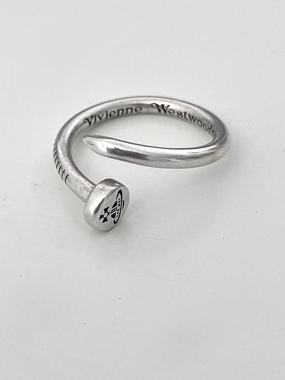 Vivienne Westwood Orb Nail Ring Silver Adjustable Punk Vintage Open Ring US8