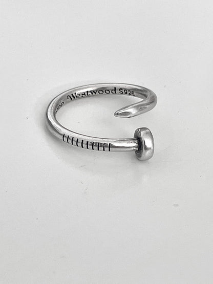 Vivienne Westwood Orb Nail Ring Silver Adjustable Punk Vintage Open Ring US8