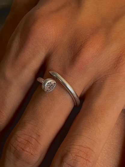 Vivienne Westwood Orb Nail Ring Silver Adjustable Punk Vintage Open Ring US8