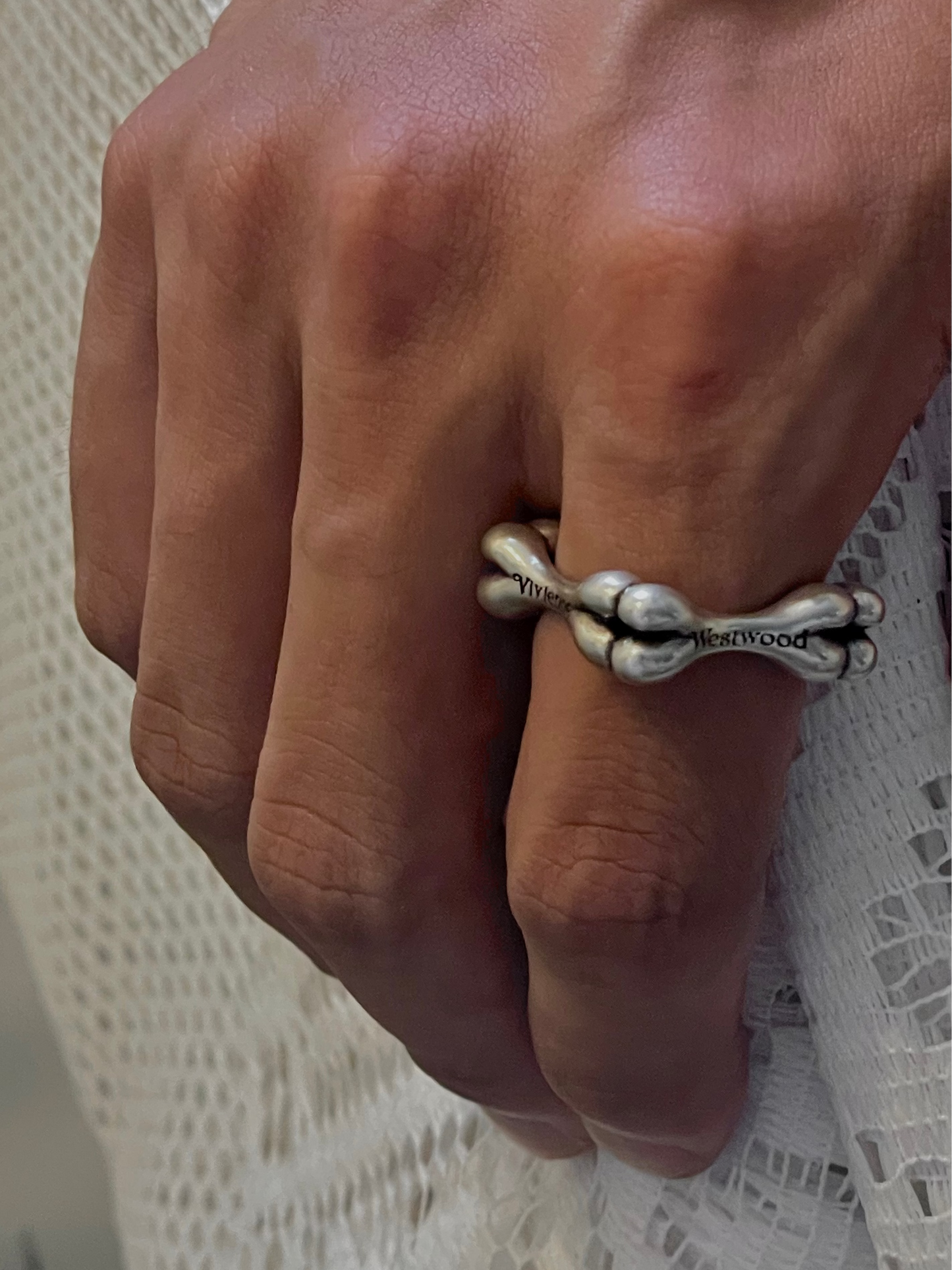 Vivienne Westwood Sterling Silver Bone Ring S925 Square Band Vintage - Size us 8