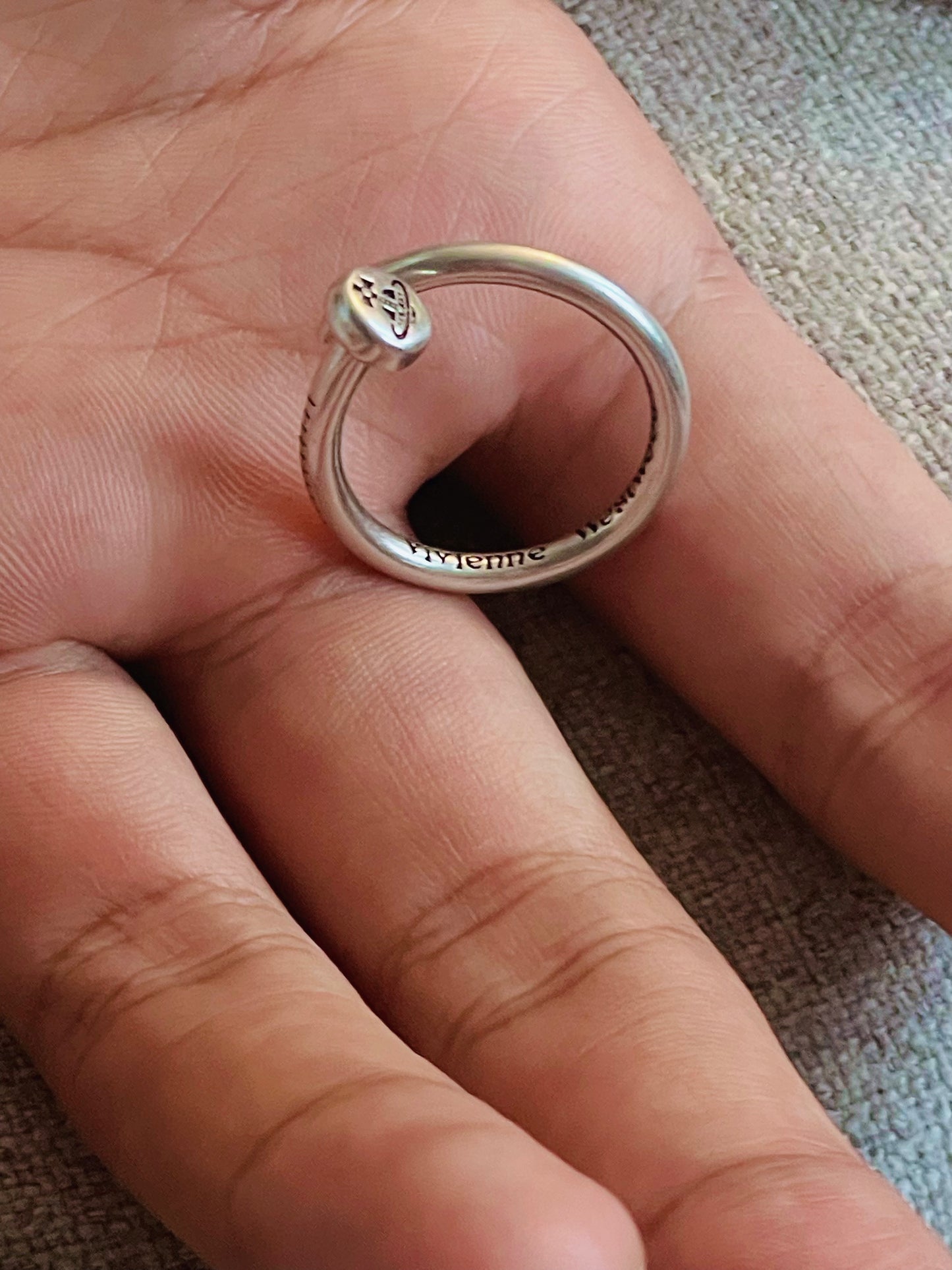 Vivienne Westwood Orb Nail Ring Silver Adjustable Punk Vintage Open Ring US8