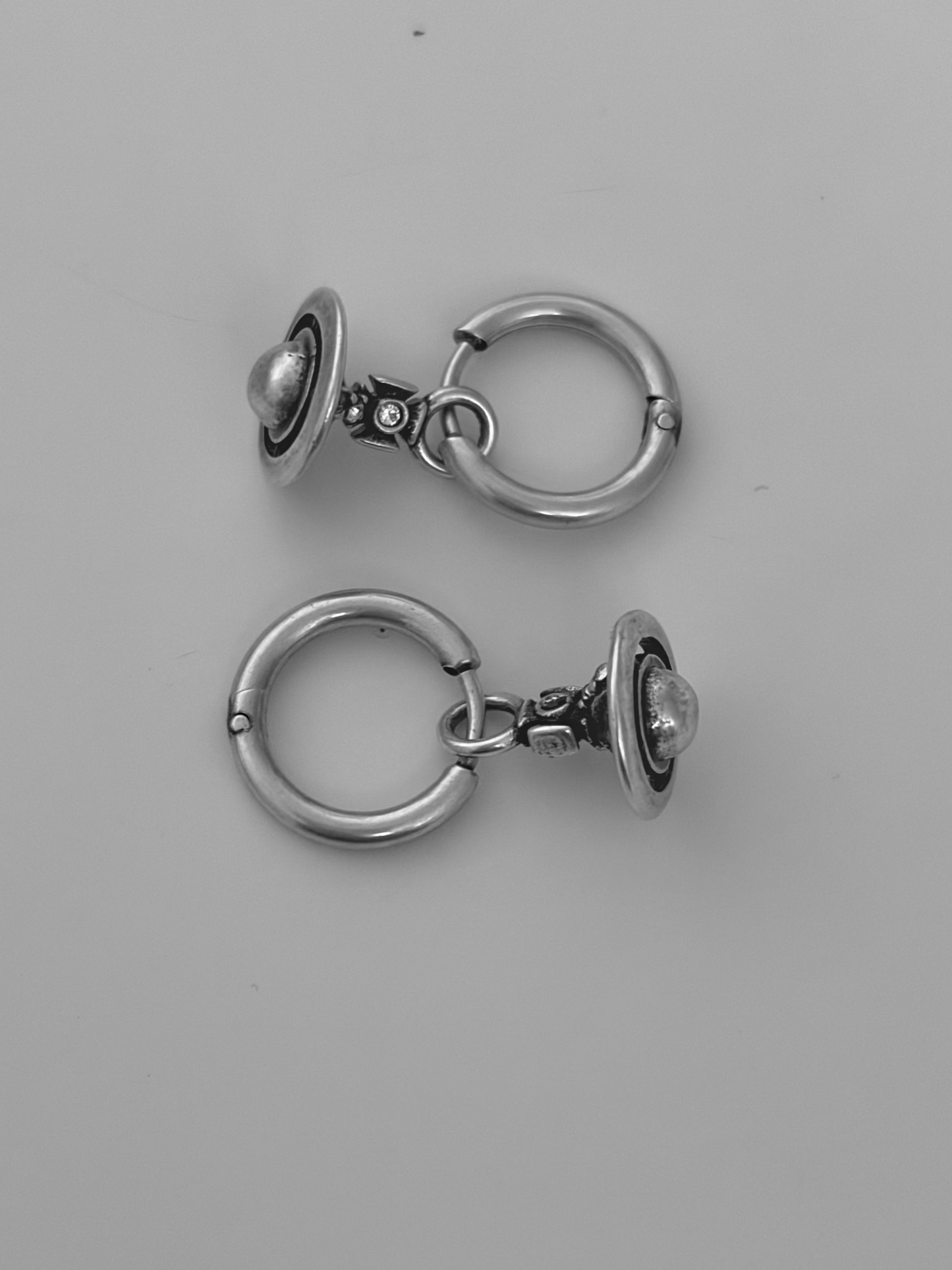 Vivienne Westwood Orb Drop Hoop Earrings Silver Tone Y2K