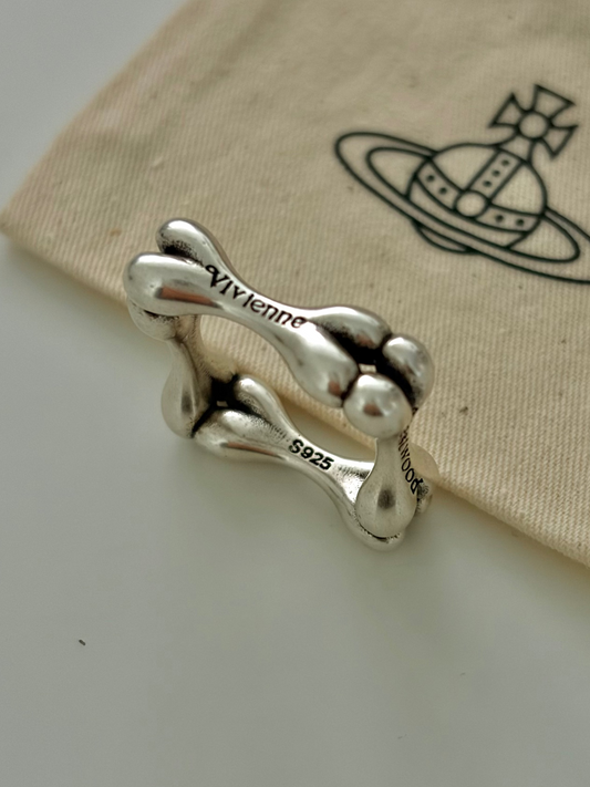 Vivienne Westwood Sterling Silver Bone Ring S925 Square Band Vintage - Size us 8
