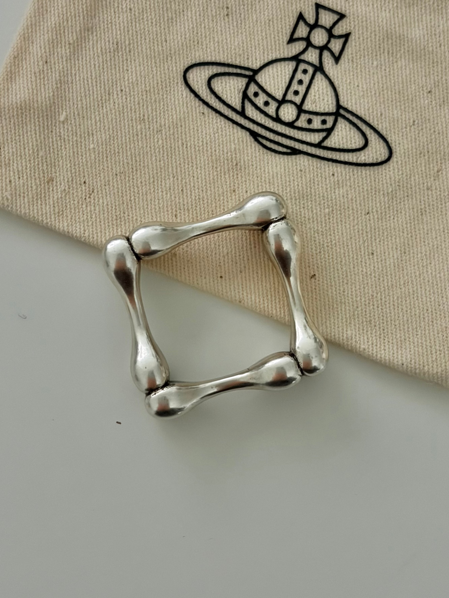 Vivienne Westwood Sterling Silver Bone Ring S925 Square Band Vintage - Size us 8