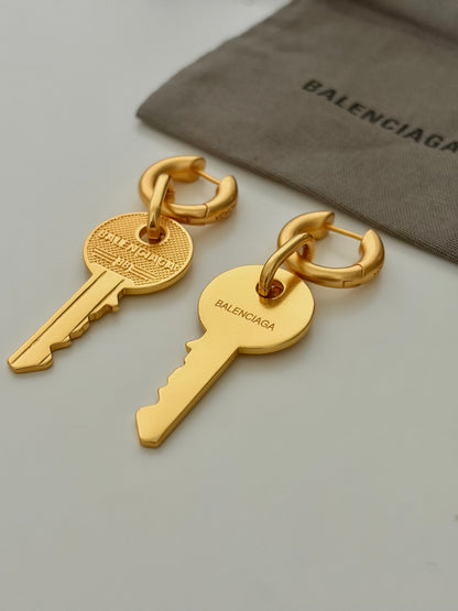 Balenciaga Key Drop Hoop Earrings