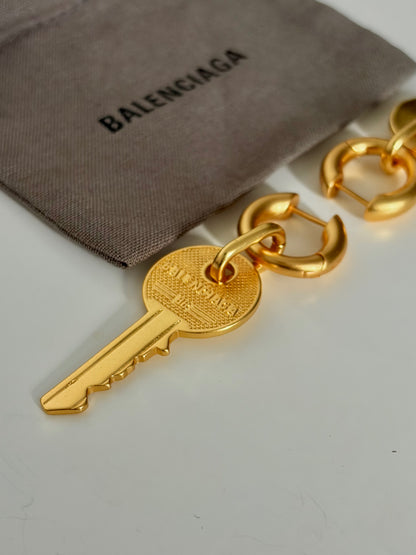 Balenciaga Key Drop Hoop Earrings