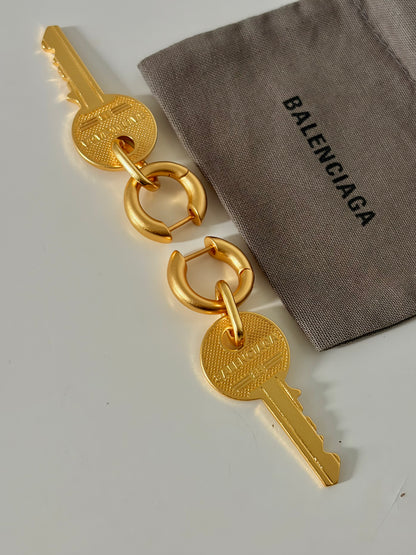 Balenciaga Key Drop Hoop Earrings